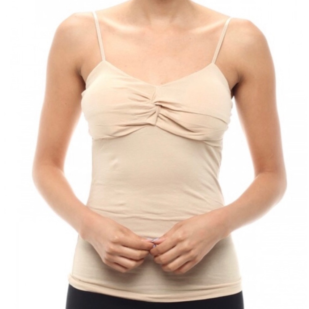 NWOT Nude Tan Twist Front Cami Tank Top